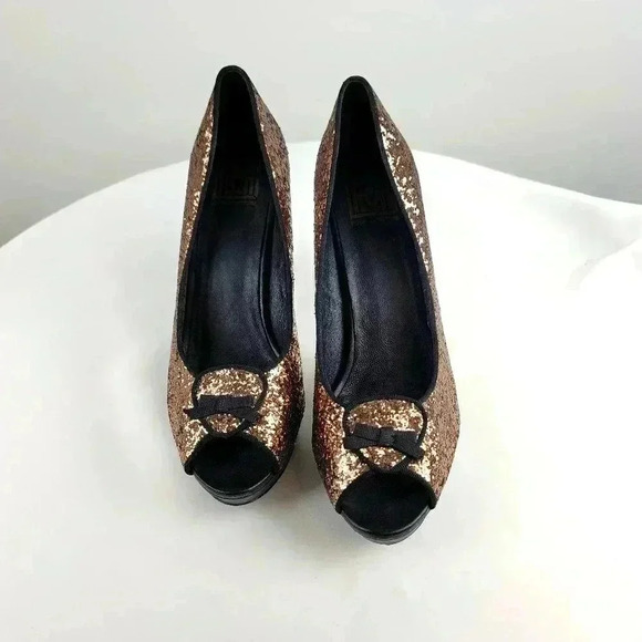 Black  and Gold Evening Shoes - Picture 1 of 5